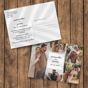 Carte Postale Faire-part de mariage élégant avec 5 photos