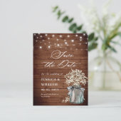 Carte Postale Faire part de mariage en pot Mason Baby's Breath (Debout devant)