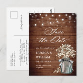 Carte Postale Faire part de mariage en pot Mason Baby's Breath (Devant / Derrière)