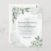 Carte Postale FAIRE-PART DE MARIAGE Eucalyptus écocouleur BUDGET (Devant / Derrière)