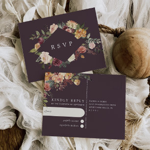Carte Postale Faire-part de mariage floral aquarelle Rustic Bloo