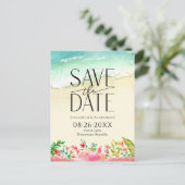 Carte Postale Faire-part de mariage Floral de Plage Tropical en  (Debout devant)