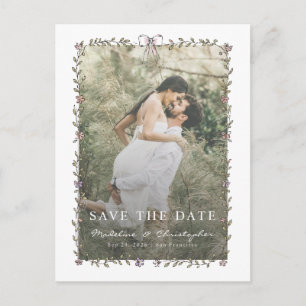 Carte Postale Faire-part de mariage floral dessiné à la main ave