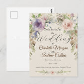 Carte Postale Faire-part de mariage floral peint (Devant / Derrière)