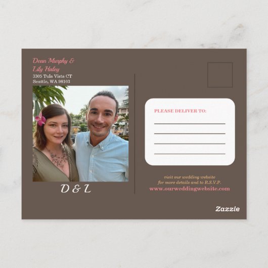 Carte Postale Faire-part de mariage floral rétro (Dos)