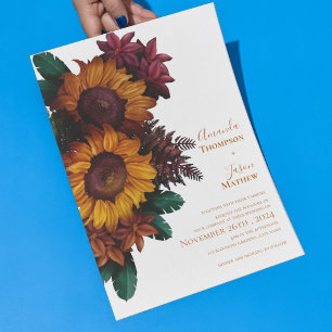 Carte Postale Faire-part de mariage Floral Rustique Orange Brûlé