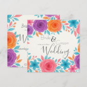 Carte postale Faire-part de mariage florale Aquare (Devant / Derrière)