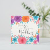 Carte postale Faire-part de mariage florale Aquare (Debout devant)