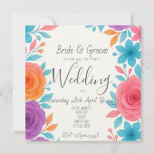 Carte postale Faire-part de mariage florale Aquare (Dos)