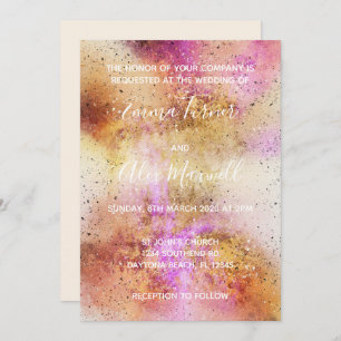 Carte postale Faire-part de mariage Gold Pink