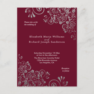Carte Postale Faire-part de mariage grise Bourgogne RSVP l site