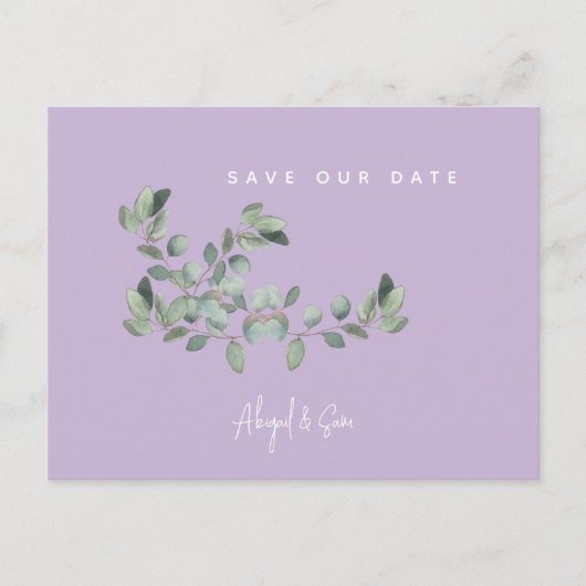 Carte Postale Faire-part de mariage Lavande & Feuillage (Devant)