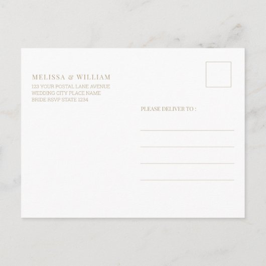 Carte Postale Faire-part de mariage marine Monogramme moderne (Dos)