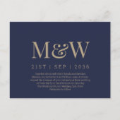 Carte Postale Faire-part de mariage marine Monogramme moderne (Devant)