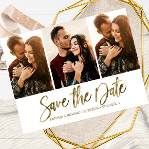 Carte Postale Faire part de mariage moderne 3 photos en collage