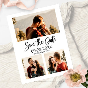Carte Postale Faire part de mariage moderne 3 photos en collage