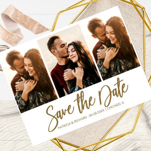 Carte Postale Faire-part de mariage moderne 3 photos en collage