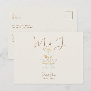 Carte Postale Faire-part de mariage moderne beige Champagne