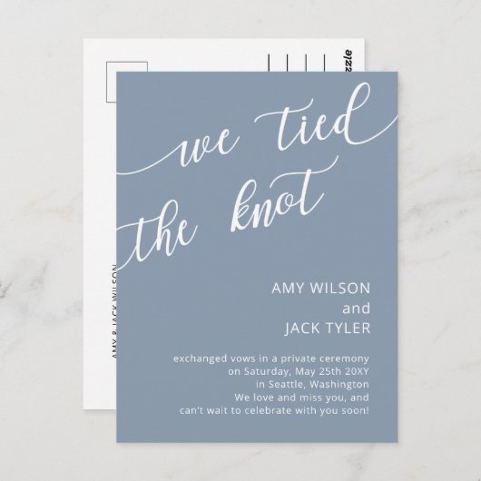 Carte Postale Faire-part de Mariage moderne Rustique Dusty (Devant / Derrière)