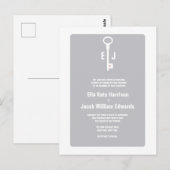 Carte Postale Faire-part de mariage Monogramme de clé moderne (Devant / Derrière)