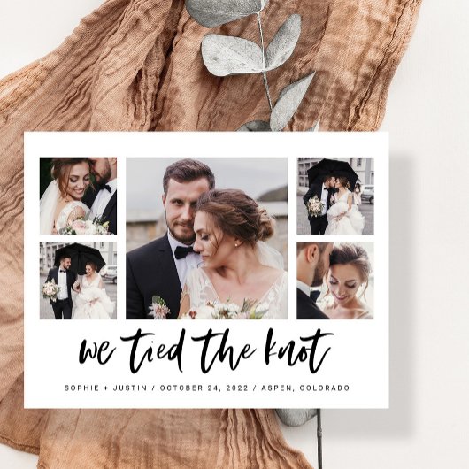 Carte Postale Faire-part de Mariage multiphoto décontracté Scrip