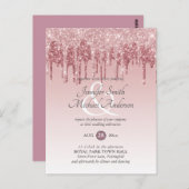 Carte Postale Faire-part de mariage or Rose de Parties scintilla (Devant / Derrière)