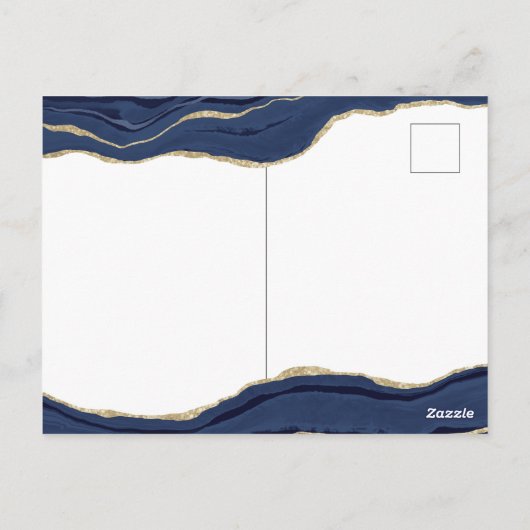 Carte Postale Faire-part de mariage paillettes or agate marbre b (Dos)