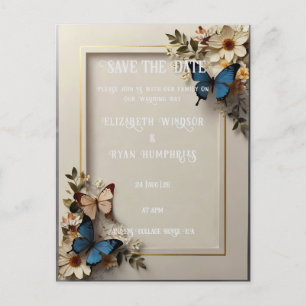 Carte postale Faire-part de mariage papillon botan