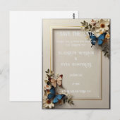 Carte postale Faire-part de mariage papillon botan (Devant / Derrière)