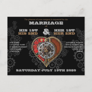 Carte Postale Faire-part de mariage personnalisé style Steampunk