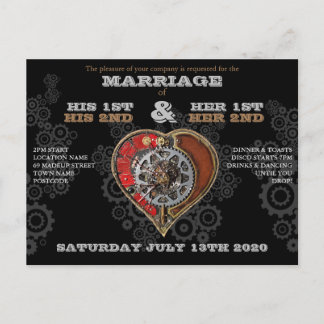 Carte Postale Faire-part de mariage personnalisé style Steampunk