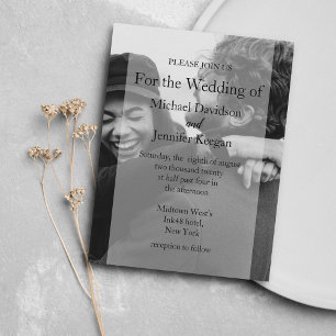Carte Postale Faire-part de mariage photo avec superposition tra