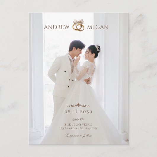 Carte Postale Faire-part de mariage photo blanc (Devant)