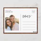 Carte Postale Faire part de mariage photo botanique en bois rust (Dos)