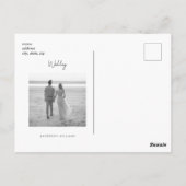 Carte Postale Faire-part de mariage photo en damas N&B (Dos)