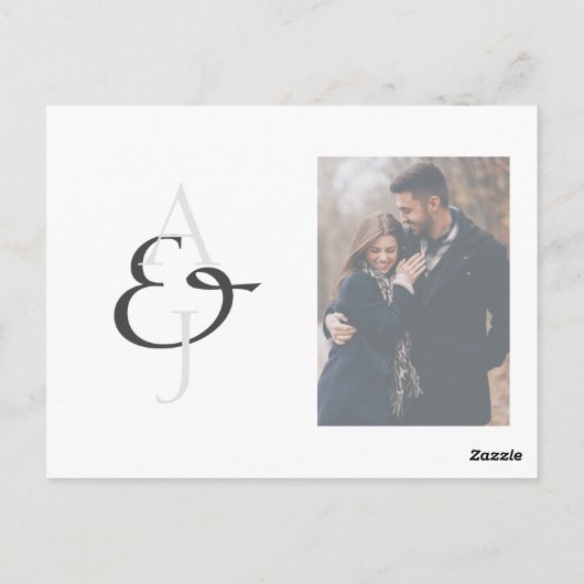 Carte Postale Faire-part de mariage photo monogramme avec superp (Dos)