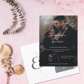 Carte Postale Faire-part de mariage photo monogramme avec superp