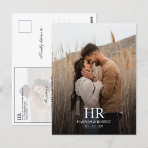 Carte Postale Faire-Part de Mariage Photo Monogramme Classique