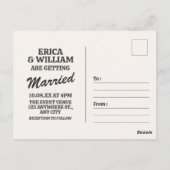 Carte Postale Faire-part de mariage photo noir et blanc chic (Dos)