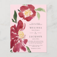 Faire-part de mariage Pivoines Rouges Blush