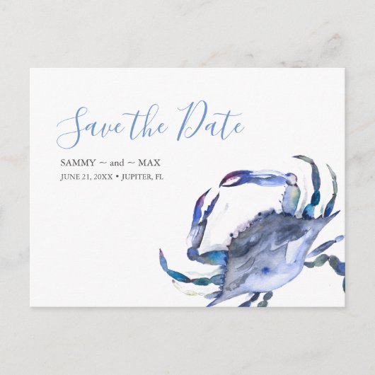 Carte Postale Faire-part de mariage plage non photo "Save the Da (Devant)