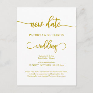 Carte Postale Faire-part de mariage reporté à une nouvelle date