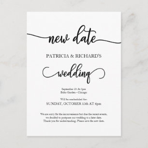 Carte Postale Faire-part de mariage reporté à une nouvelle date