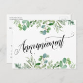 Carte Postale Faire-part de mariage reporté Eucalyptus (Devant / Derrière)