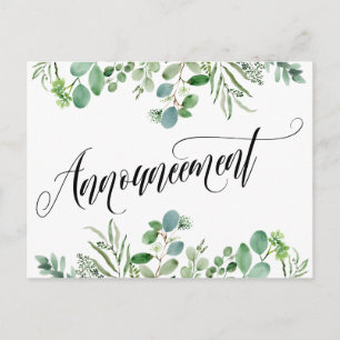 Carte Postale Faire-part de mariage reporté Eucalyptus