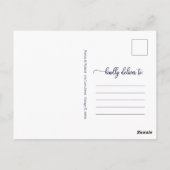 Carte Postale Faire-part de mariage reporté Navy Blue Script (Dos)