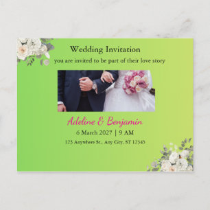 Carte postale Faire-part de mariage romantique - É