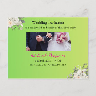 Carte postale Faire-part de mariage romantique - É