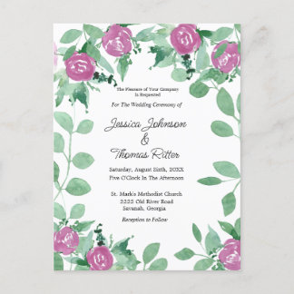 Carte Postale Faire-part de mariage romantique Eucalyptus rose R