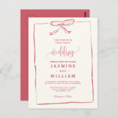 Carte Postale Faire-part de mariage rose (Devant / Derrière)